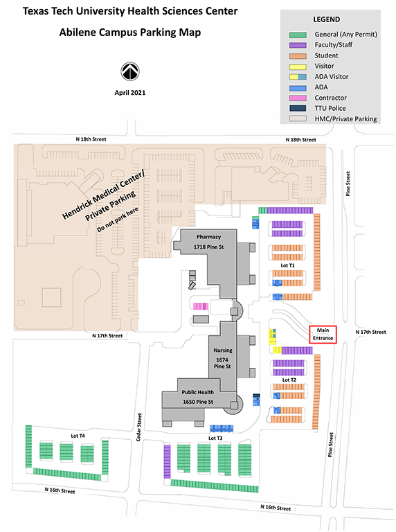 Abilene Parking Map Color Coded