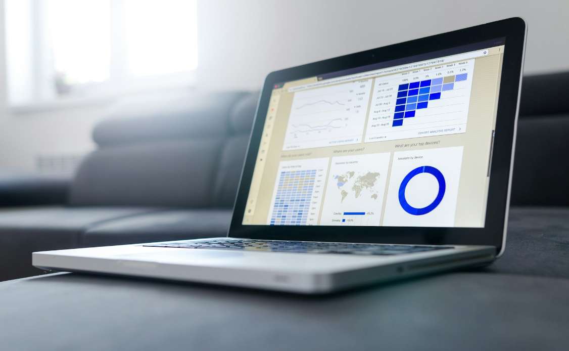 analytics of a website on the screen of a laptop