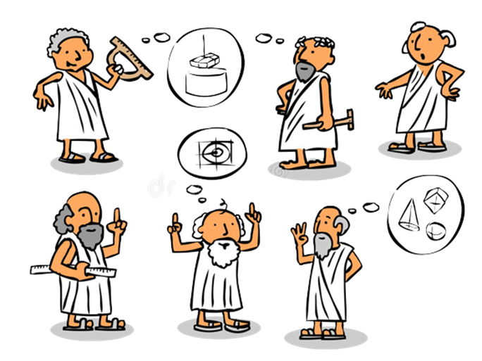 A graphic of of 6 greek philosophers