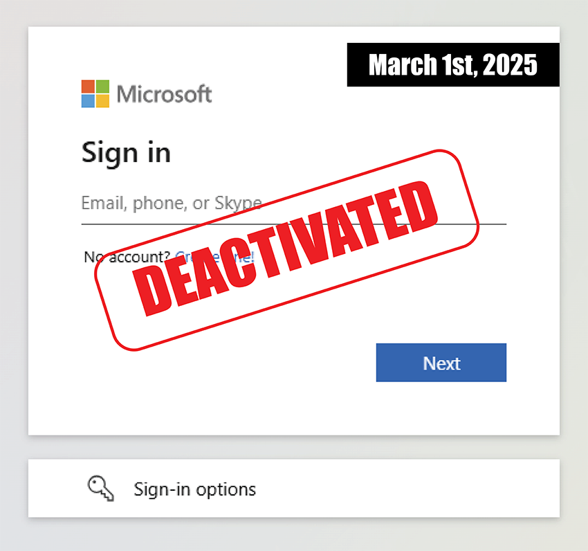 Deactivated Microsoft SignIn portal