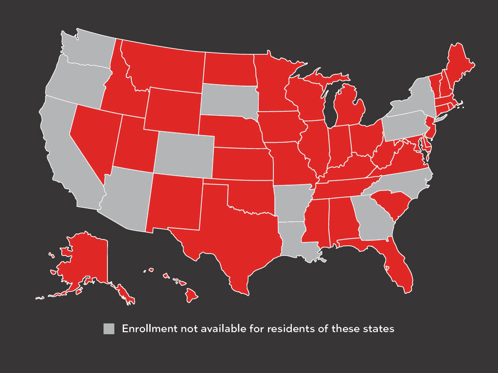 Map Showing U.S. States with Enrollment Availability Restrictions