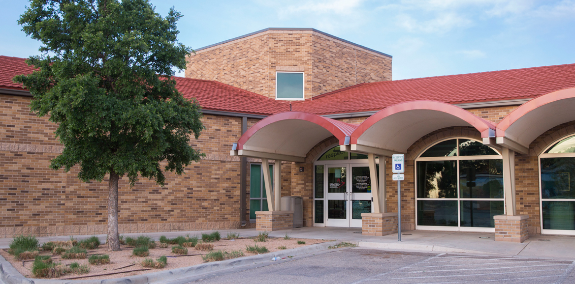 Front of the Larry Combest Community building.