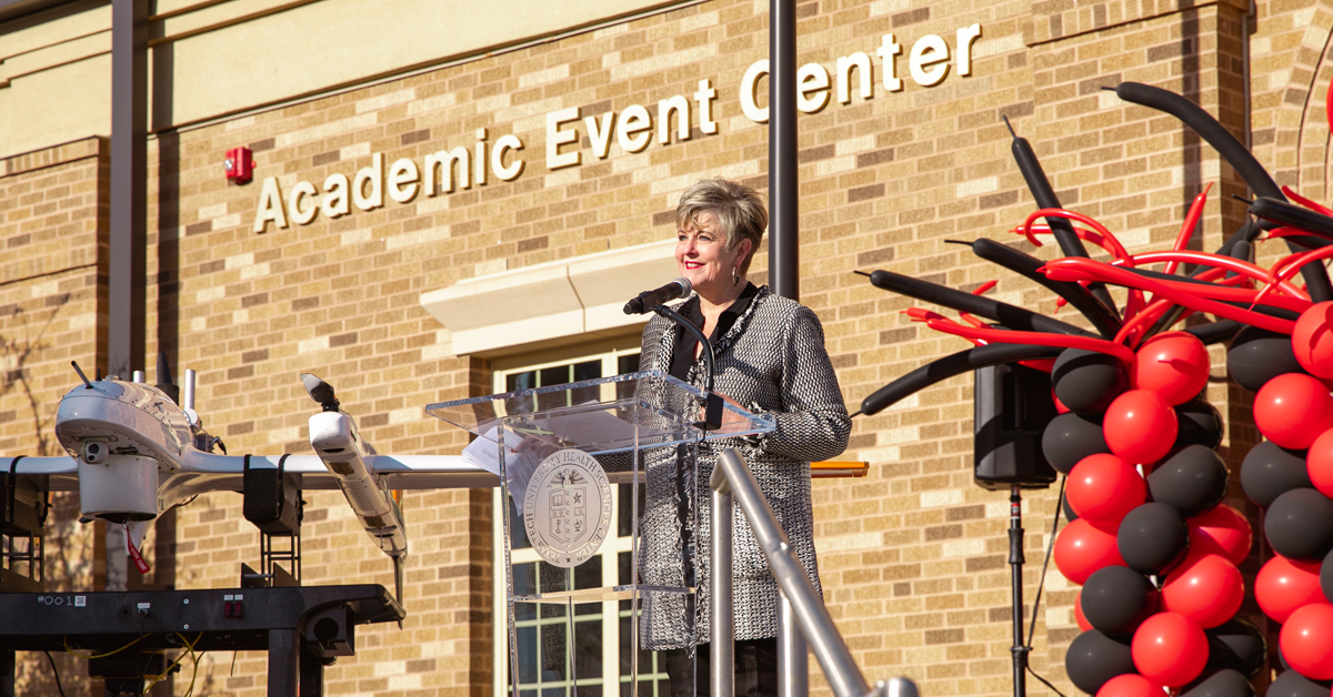 Lori Rice-Spearman at Podium