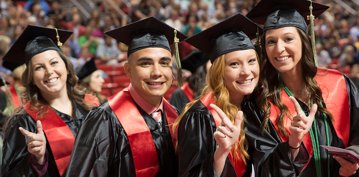 students in graduation regalia