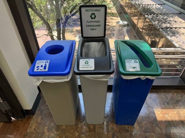 Picture of recycling bins on Lubbock campus