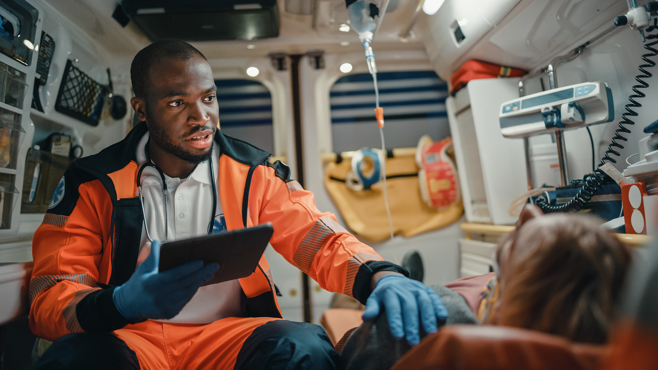 EMT in ambulance