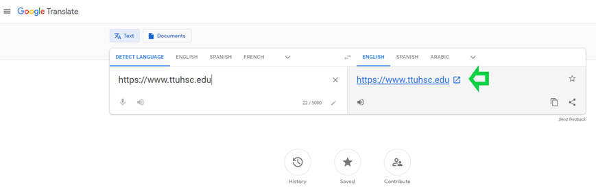 Google Translate Right hand side